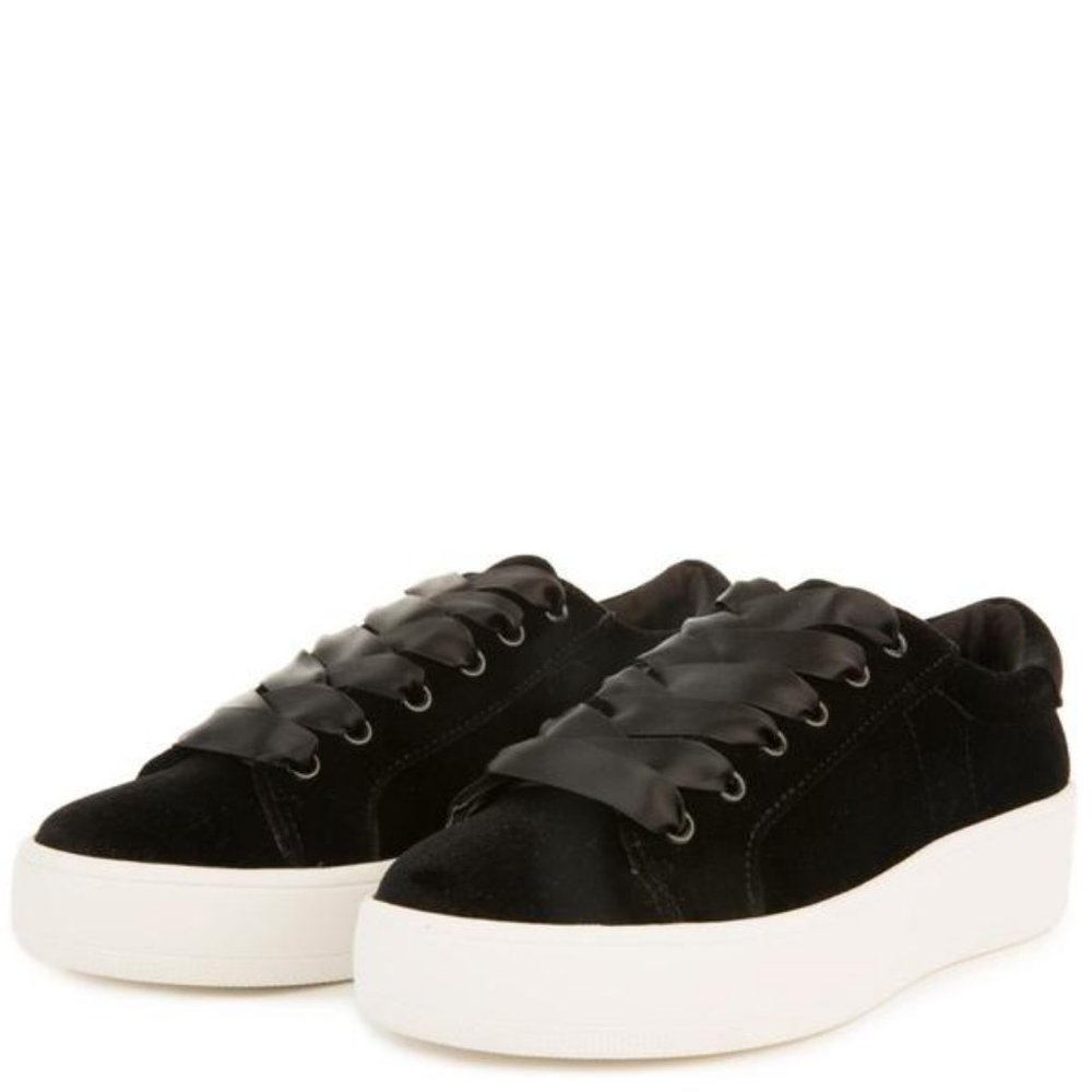 Steve Madden Bertie Black Velvet Platform Sneakers